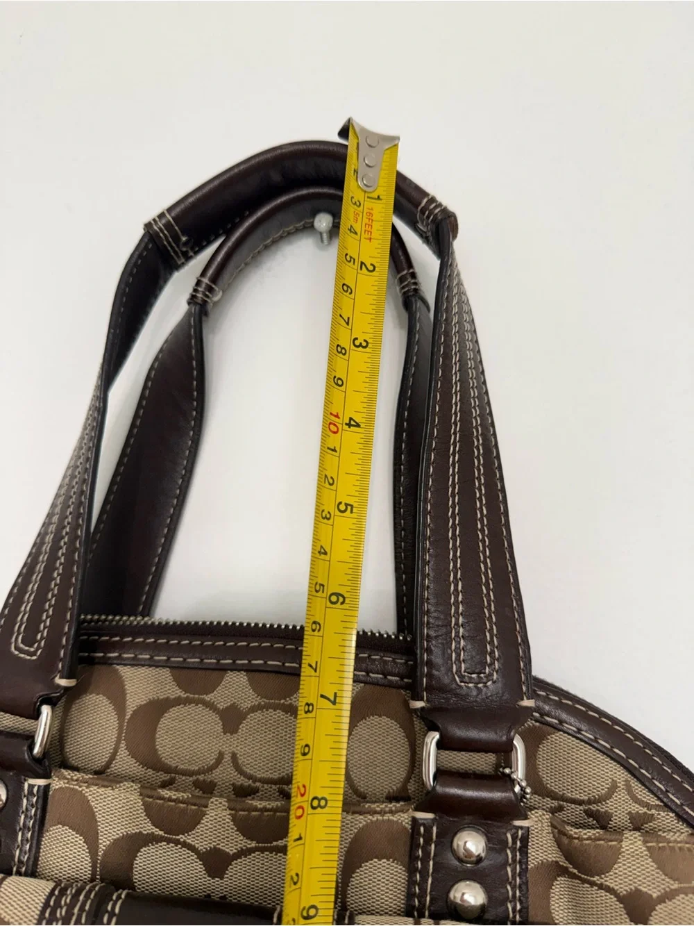Coach Tan and Dark Brown Signature Canvas Satchel